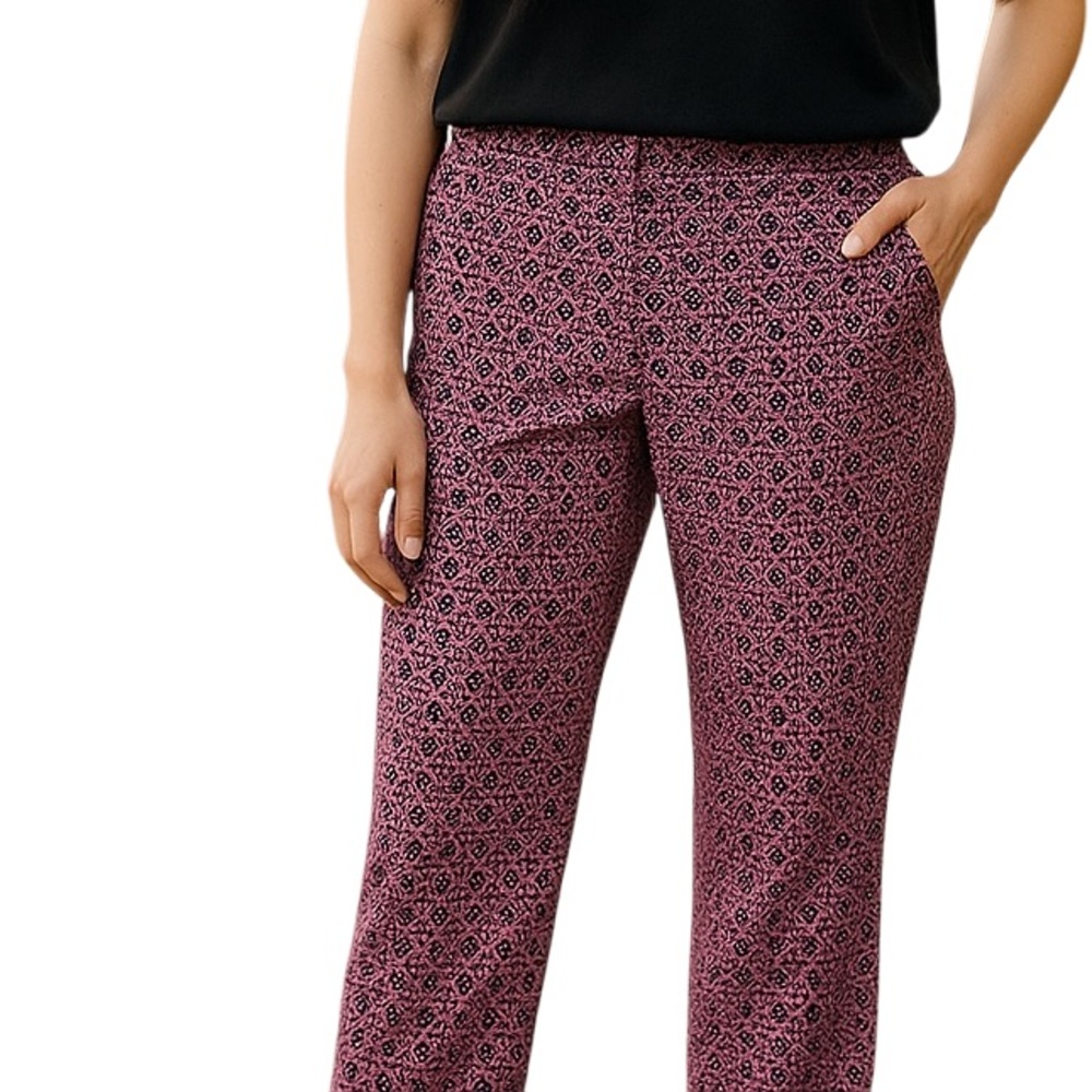 Laundry by Shelli Segal Pants Women's Sz 8 Pink Geometric Pockets Straight